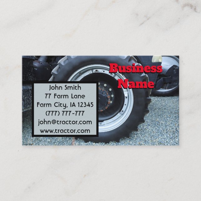 Black and Gray Farm Tractor Business Card (Front)