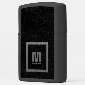 Black and Gray Faux Leather Monogram Zippo® Lighte
