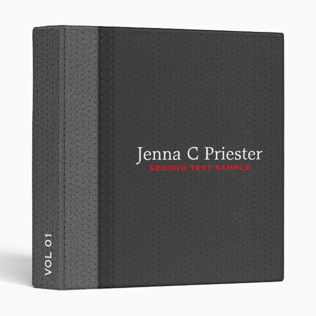 Black And Gray Faux Leather Stitches Effects. Binder (Front/Spine)