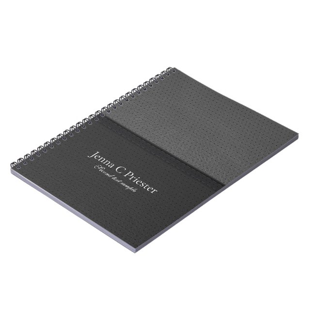 Black And Gray Faux Leather Texture Background Notebook (Left Side)