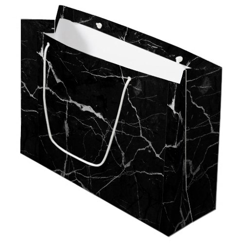 Black and gray faux marble texture large gift bag