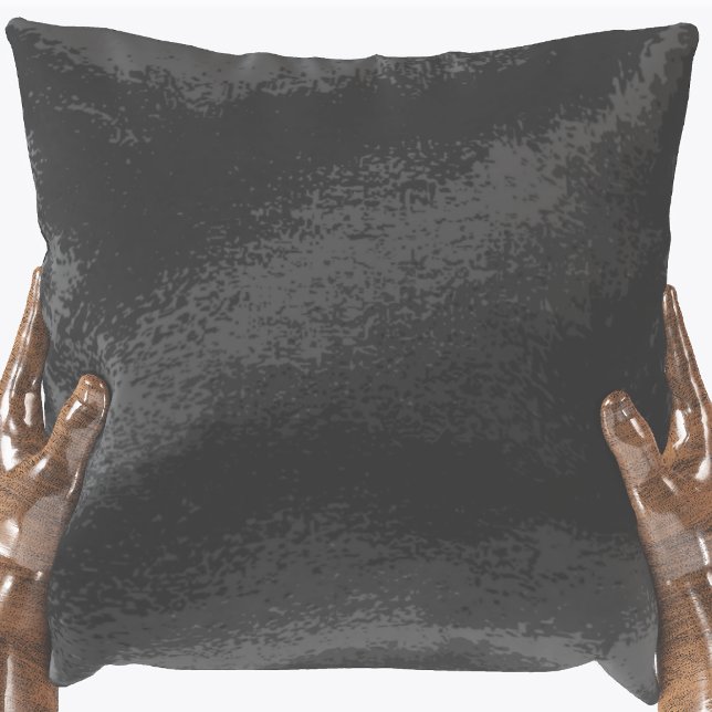 Black and Gray Faux Velvet Print Throw Pillow (Creator Uploaded)