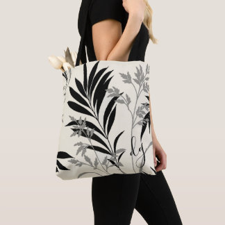 Black and Gray Fern Fronds Tote Bag