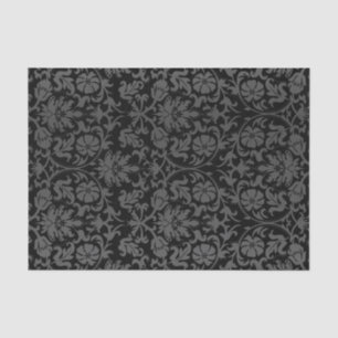 Black and Gray Floral Damask Tissue Paper