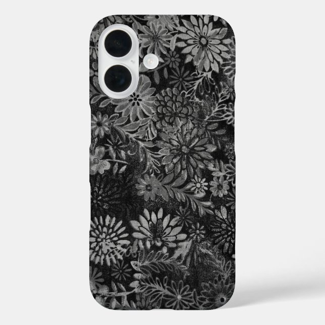 black and gray floral design Case-Mate iPhone case (Back)