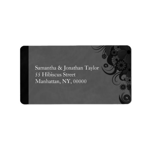 Black and Gray Floral Large Return Address Labels