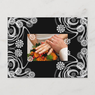 Black and Gray Floral Thank you card