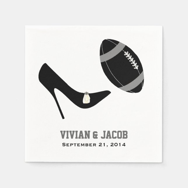Black and Gray Football Custom Wedding Napkin (Front)