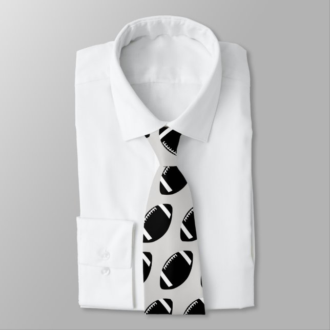 Black and Gray Football Neck Tie (Tied)