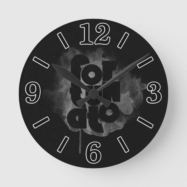 Black and Gray Fortunato Round Clock (Front)