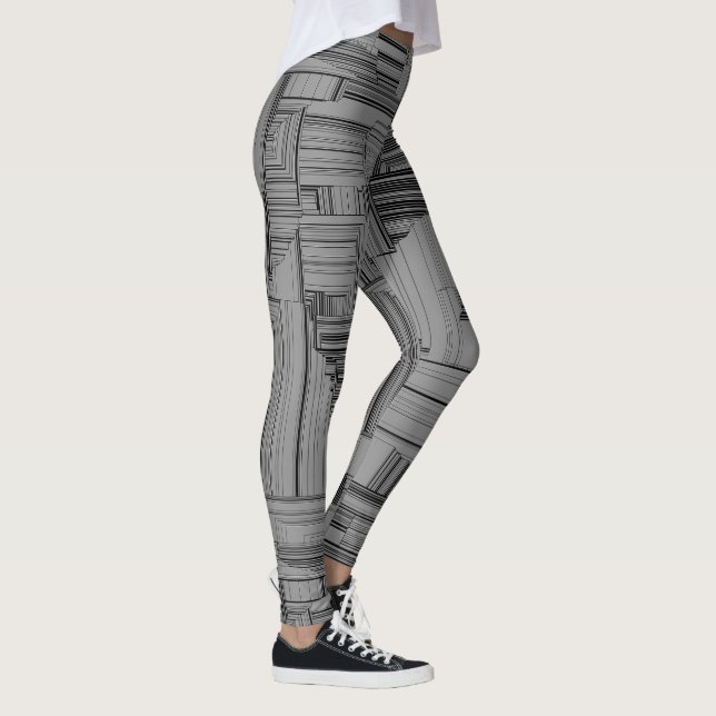 Black and Gray Geometric Leggings (Right)