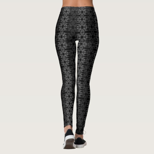 Black and Gray Geometric Leggings by Joya Eve (Back)
