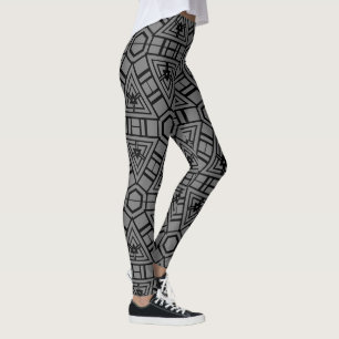 black and gray GEOMETRIC PATTERN Leggings