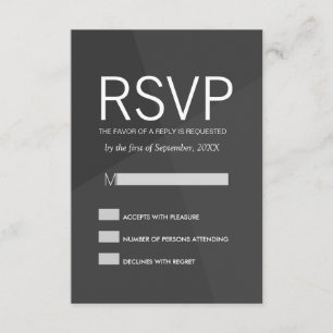 Black and Gray Geometric RSVP Cards