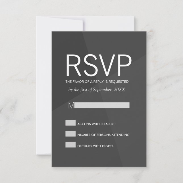Black and Gray Geometric RSVP Cards (Front)