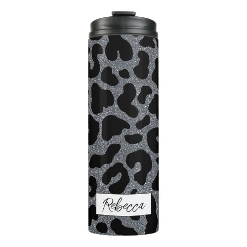 Black and Gray Glitter Thermal Tumbler