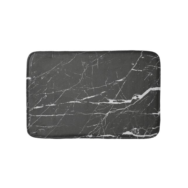 Black And Gray Grain Marble Stone Bath Mat (Front)