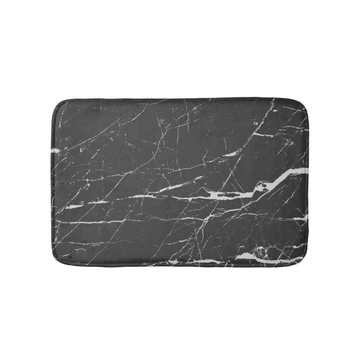 Black And Gray Grain Marble Stone Bath Mat Zazzle