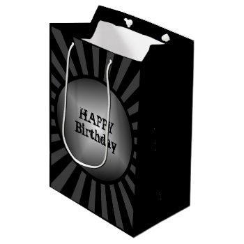 Black And Gray Guys Birthday Gift Bag by PartyPrep at Zazzle