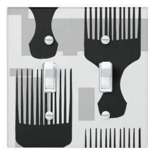 Black and gray Hair Comb Afro Pick Light Switch Cover