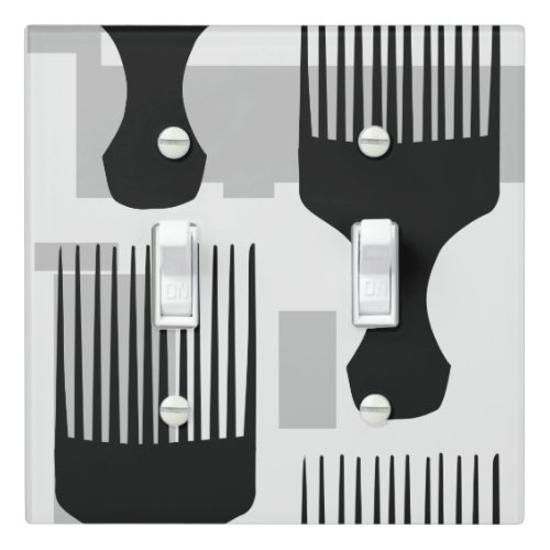 Black and gray Hair Comb Afro Pick Light Switch Cover