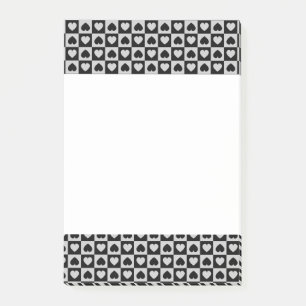 Black and Gray Heart Design Post-it Notes