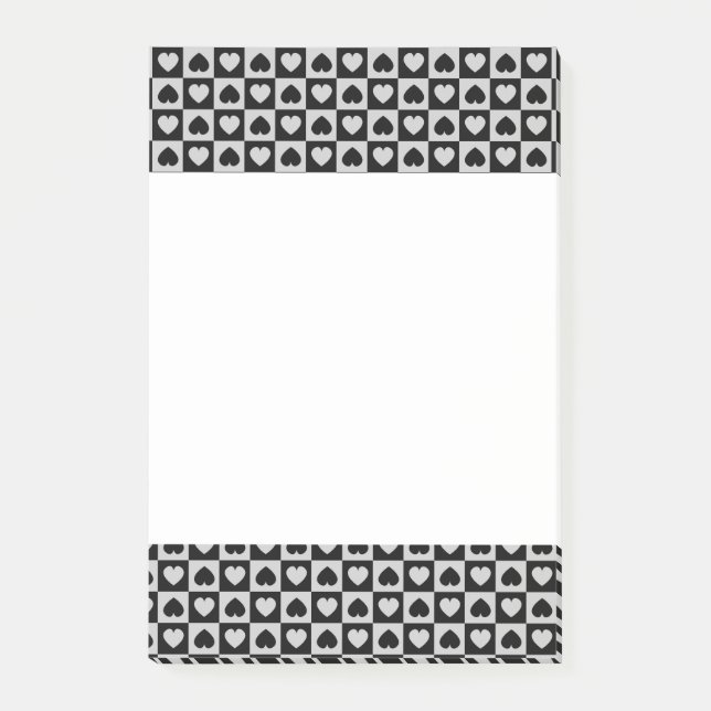 Black and Gray Heart Design Post-it Notes (Front)