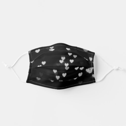 Black and Gray Hearts Pattern Cute Adult Cloth Face Mask