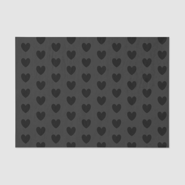 Black and Gray Hearts Tissue Paper HAMbyWG (Front)