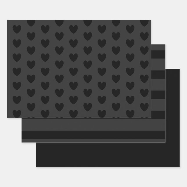 Black and Gray Hearts Tissue Paper HAMbyWG (Set)