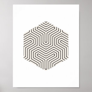 Black and Gray Hexagon Geometric Wall Art