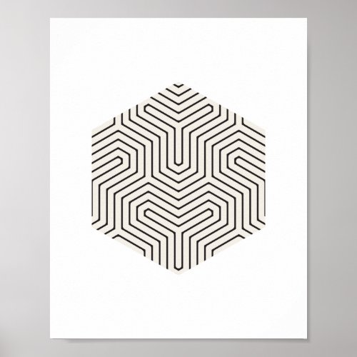 Black and Gray Hexagon Geometric Wall Art