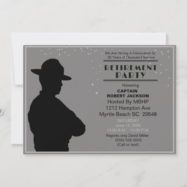 Black and Gray Highway Patrol  Retirement Party    Invitation (Front)