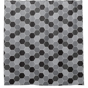 Black and Gray Honeycomb Pattern Shower Curtain