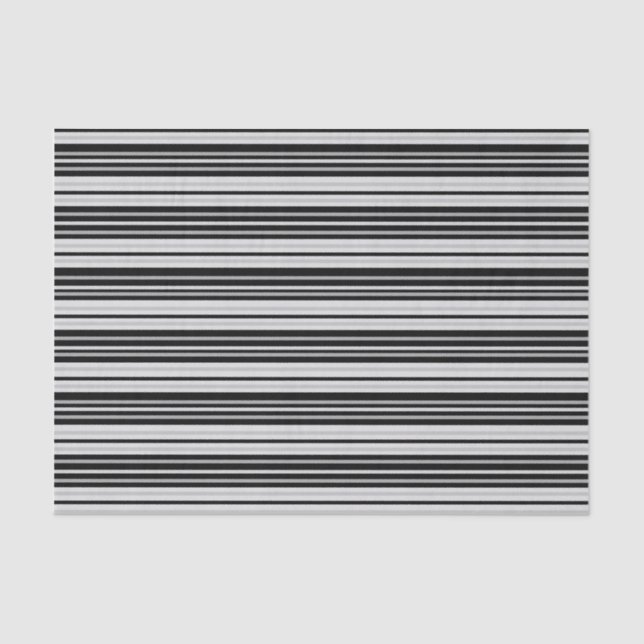 Black and Gray Horizontal Stripes Tissue Paper (Front)