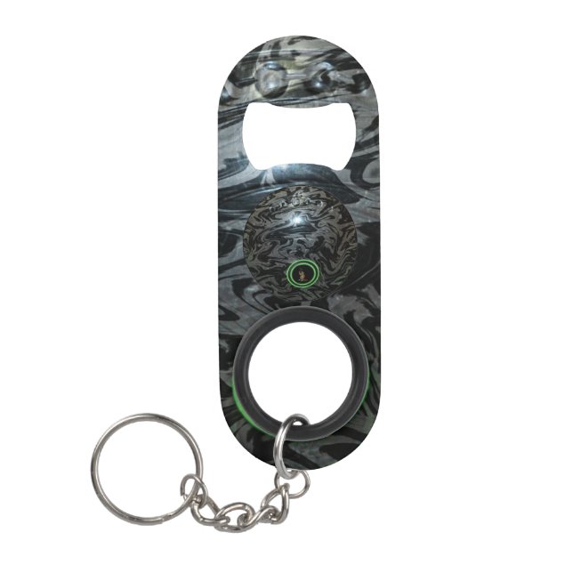 Black And Gray Lawn Bowl, Bottle Opener Keyring (Front)