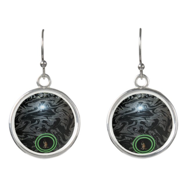 Black And Gray Lawn Bowl, Earrings (Front)