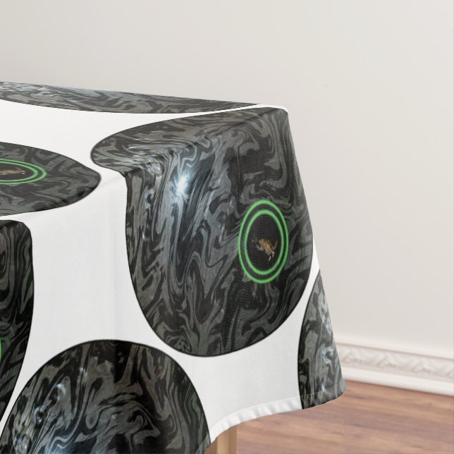 Black And Gray Lawn Bowl, Table Cloth (In Situ)