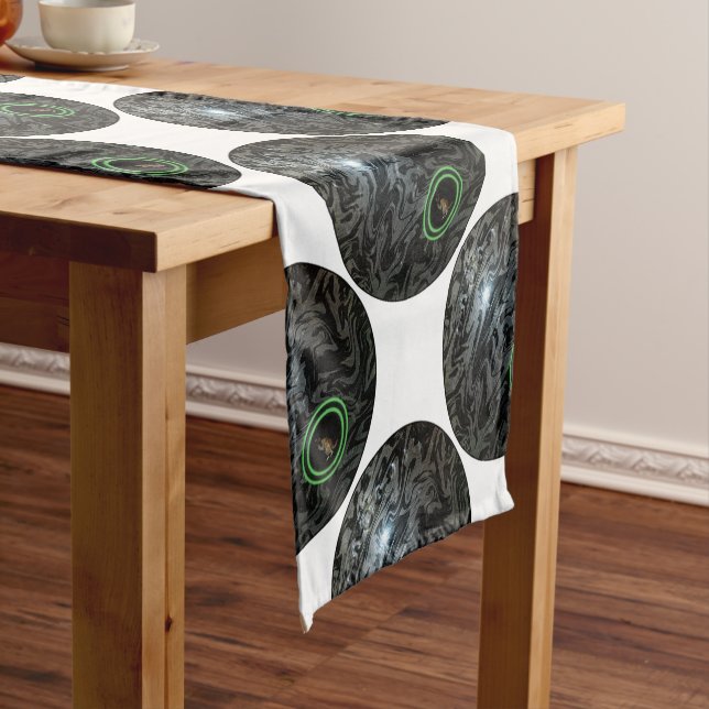Black And Gray Lawn Bowl, Table Runner (In Situ)