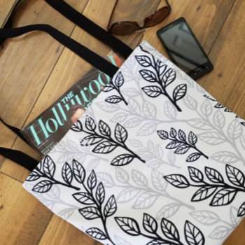 Black And Gray Leaves Tote Bag by SimplyBoutiques at Zazzle