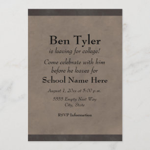Black and Gray Leaving For College Party Invite
