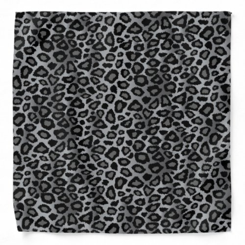 Black and Gray Leopard Animal Print Bandana