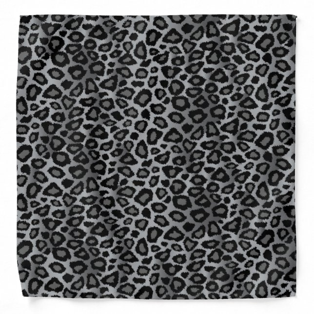Black and Gray Leopard Animal Print Bandana (Front)