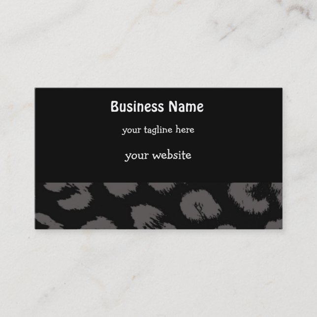 Black and Gray Leopard Pattern Business Card (Front)