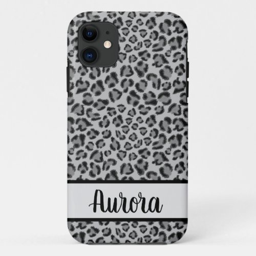 Black and gray Leopard pattern cheetah pattern   iPhone 11 Case