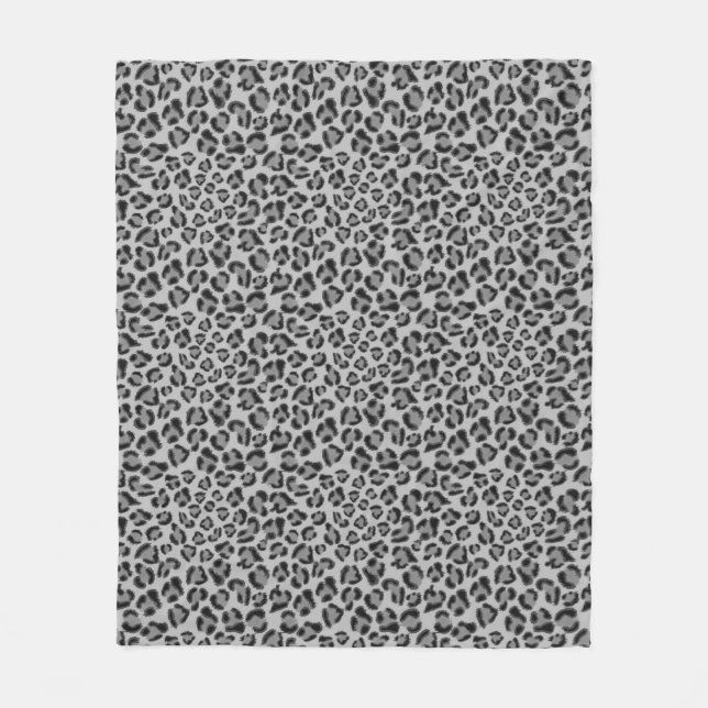 Black and gray Leopard pattern, cheetah pattern   Fleece Blanket (Front)