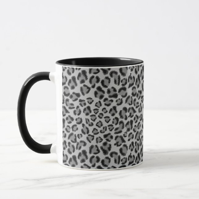 Black and gray Leopard pattern, cheetah pattern   Mug (Left)