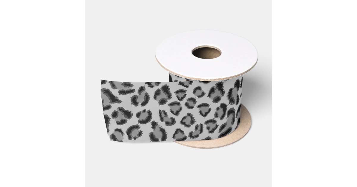 Black and gray Leopard pattern, cheetah pattern Satin Ribbon | Zazzle