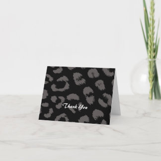 Black and Gray Leopard Pattern Thank You Card