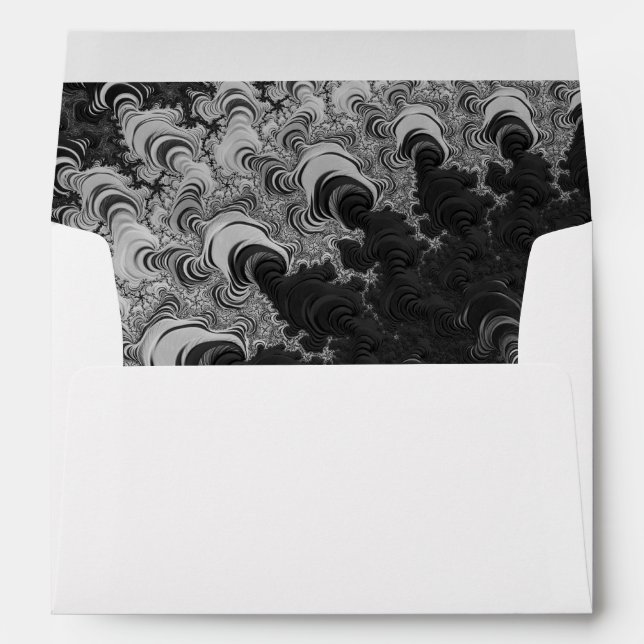 Black and Gray Lined Envelope With Return Address (Back (Bottom))